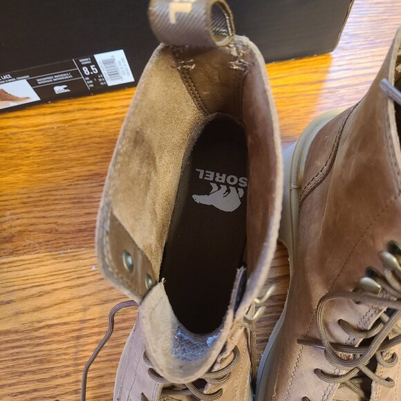 Sorel Hi-Line Heel Lace Up Boots Women's Sz 8.5 Umber Ceramic Suede / Nubuck - Picture 7 of 9